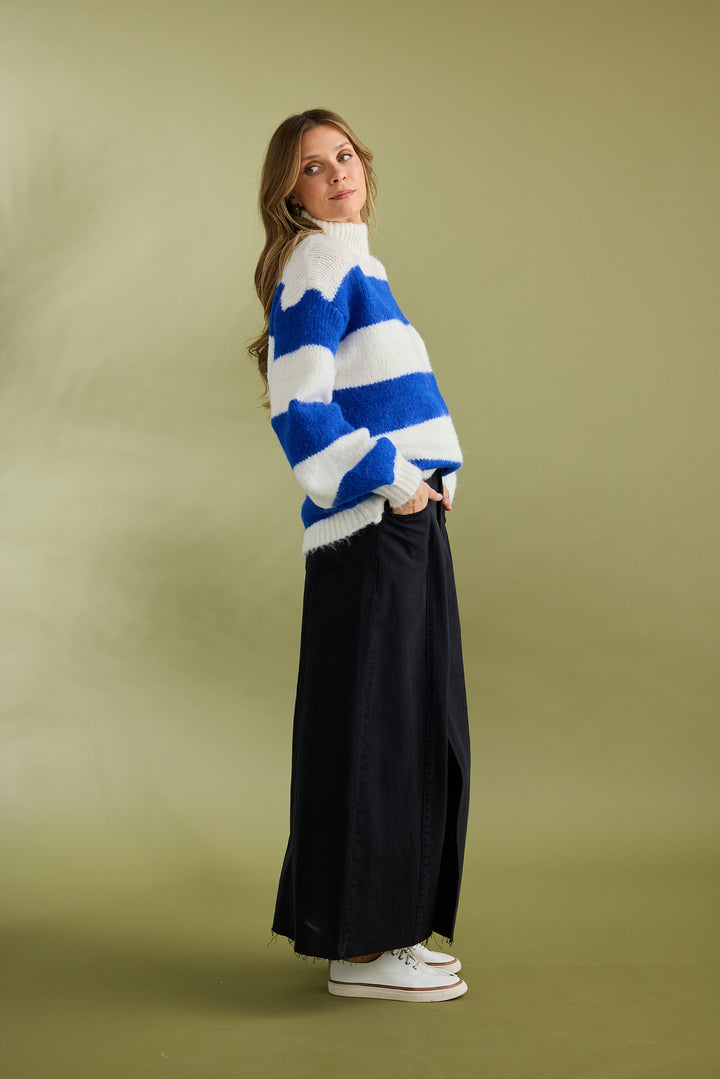 COBALT STRIPE ISLAND KNIT