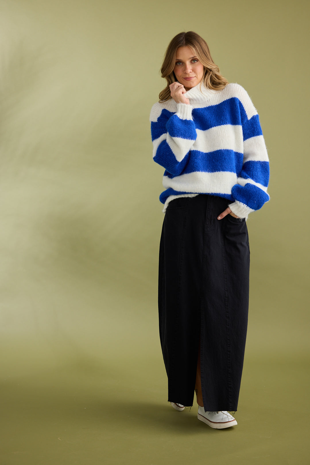 COBALT STRIPE ISLAND KNIT