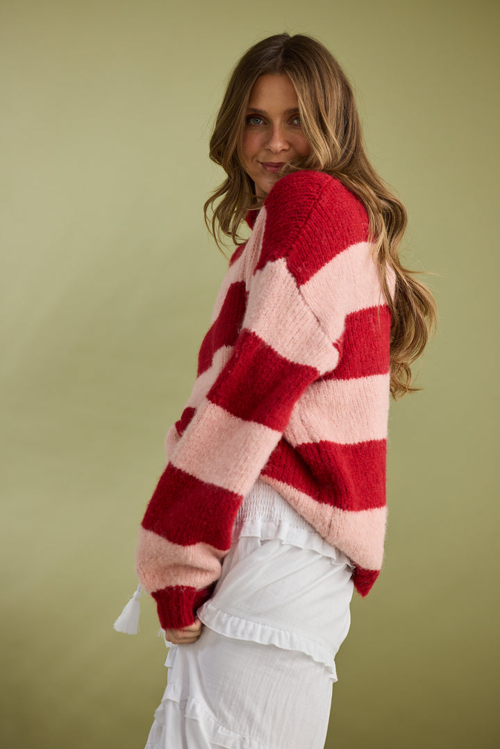 RED STRIPE ISLAND KNIT