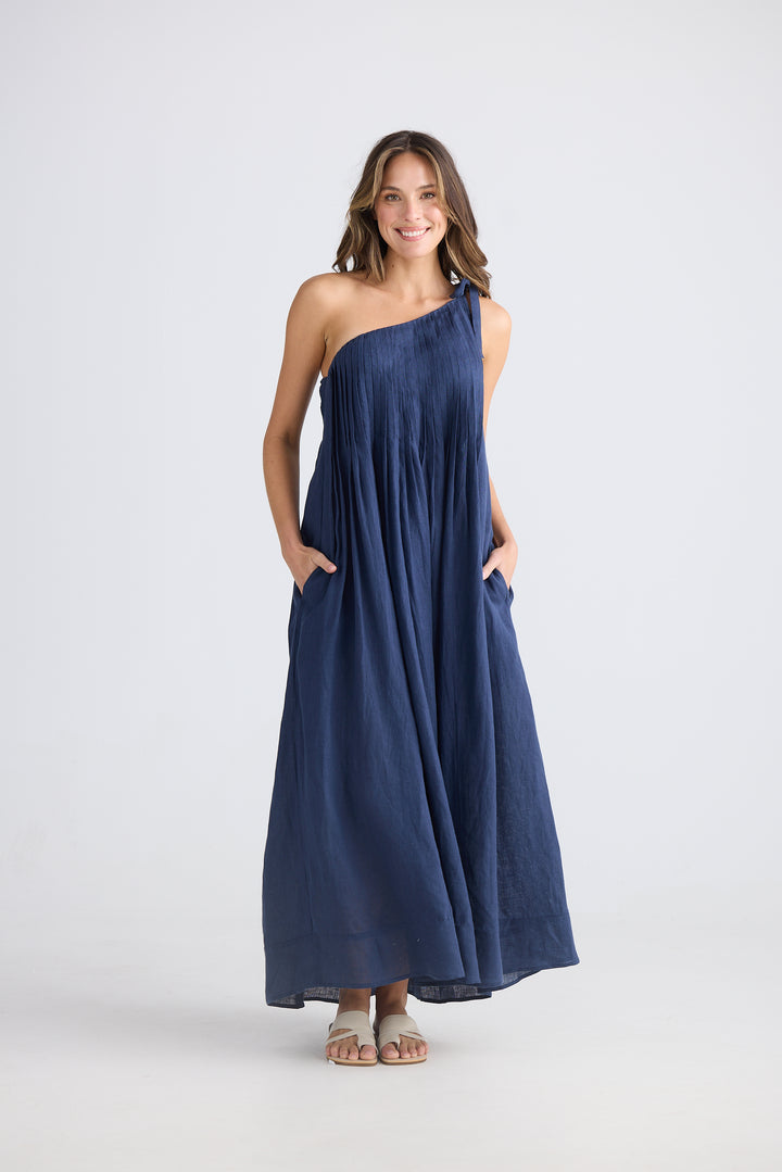 Lana Asymmetric Navy Lana Maxi Dress