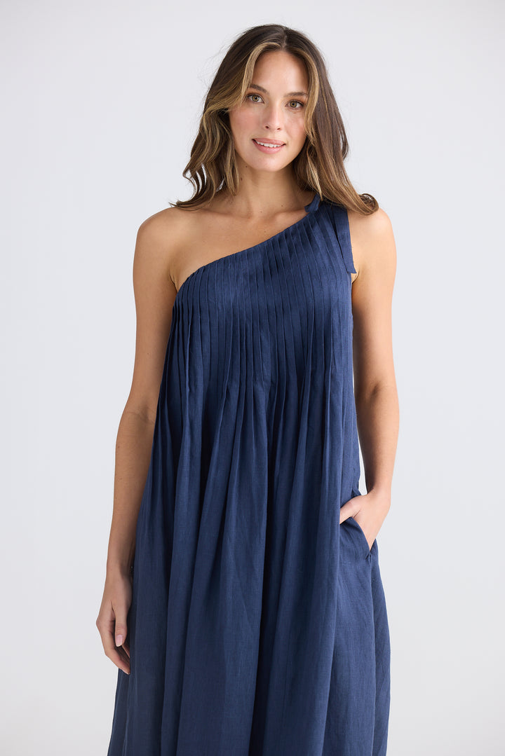 Lana Asymmetric Navy Lana Maxi Dress