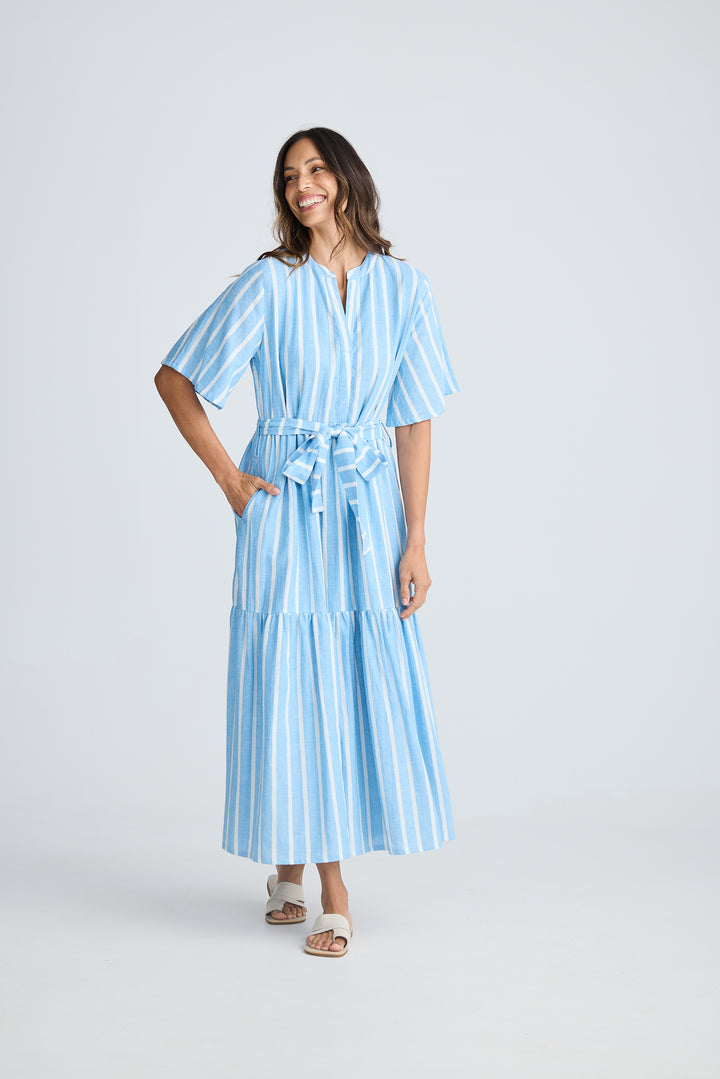Jaali Stripe Blue Lynwood Maxi Dress
