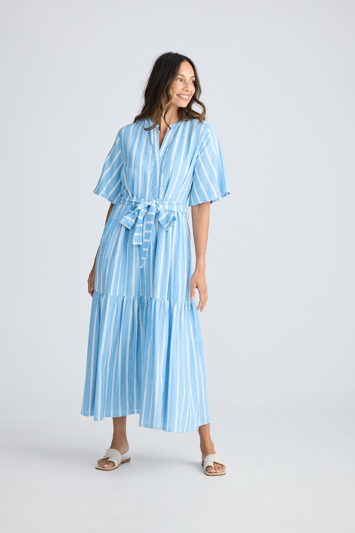 Jaali Stripe Blue Lynwood Maxi Dress
