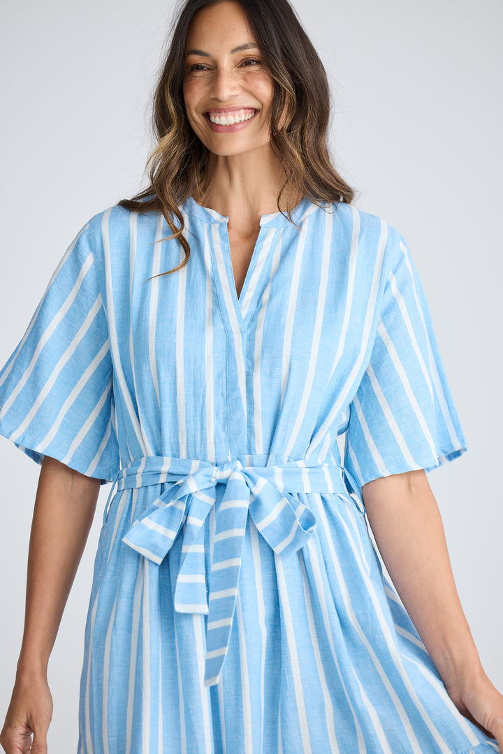 Jaali Stripe Blue Lynwood Maxi Dress