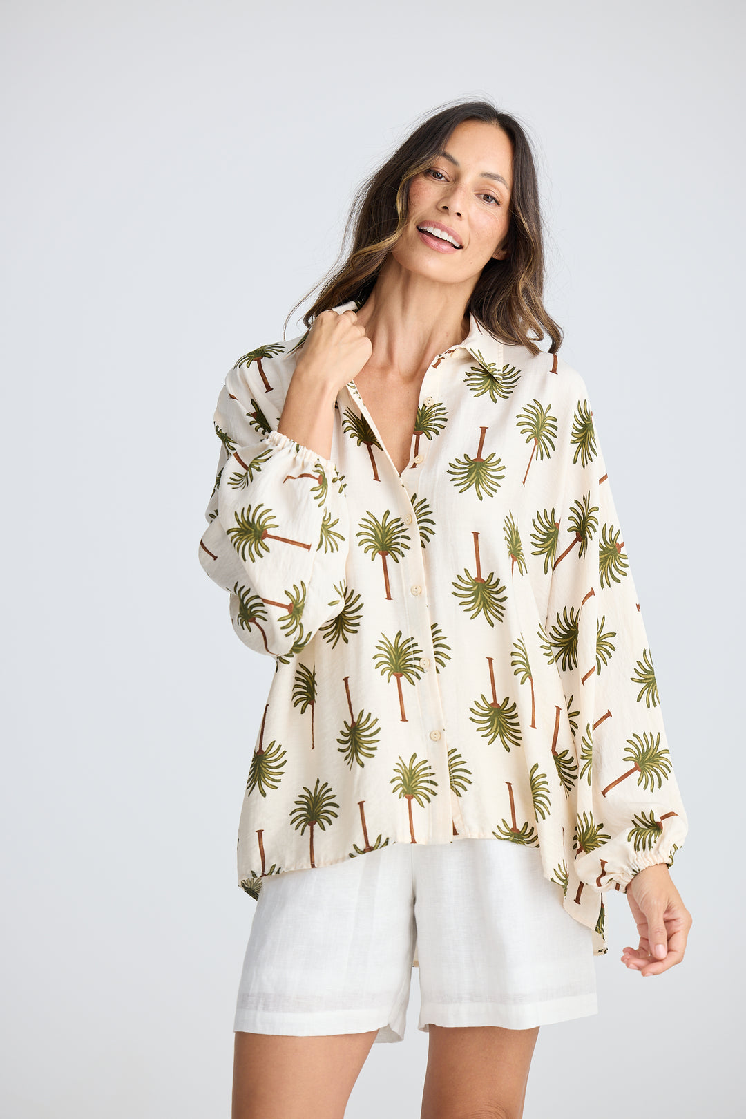Cliffside Ivory Palm Shirt