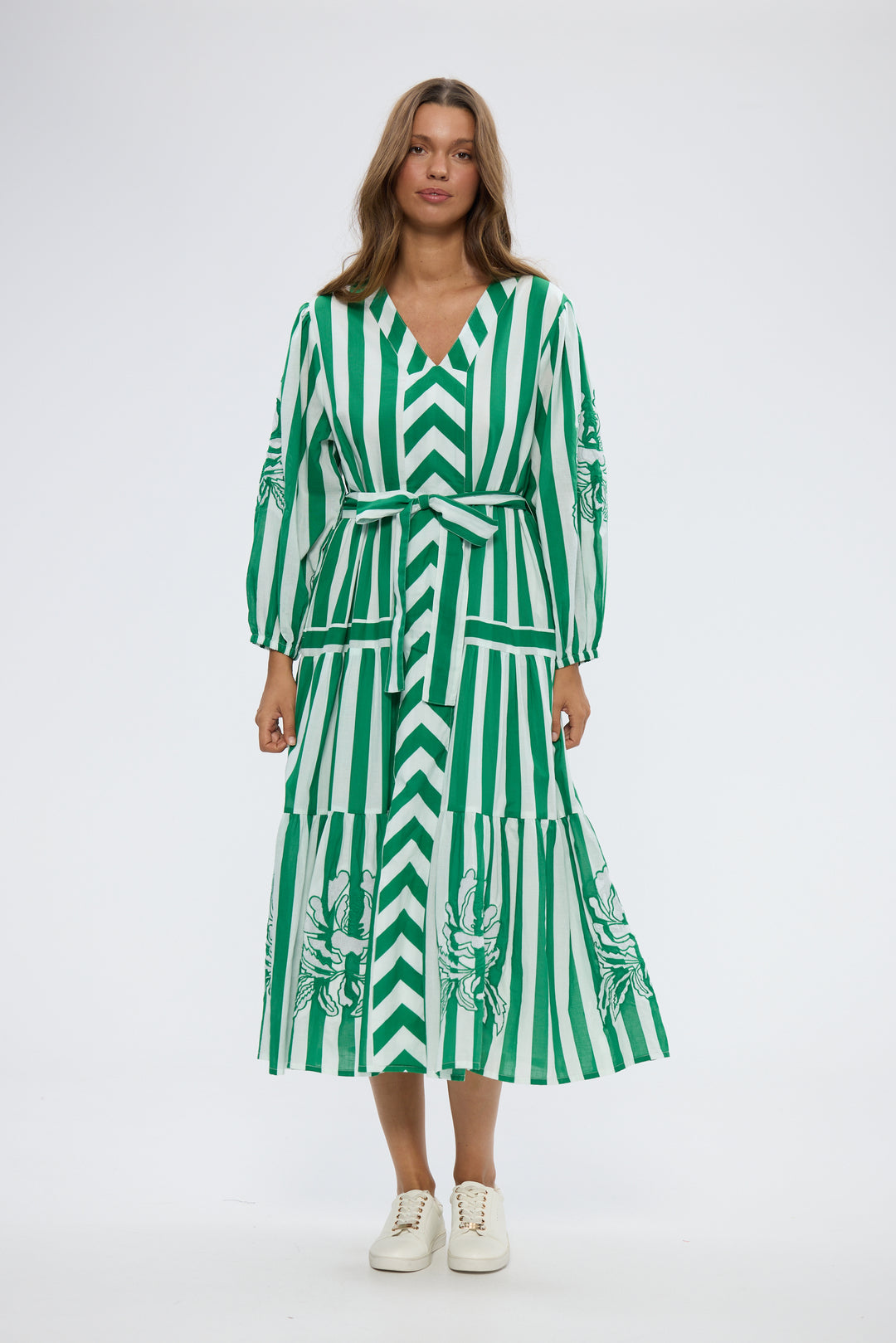 Holiday Sea Breeze Green Stripe Dress