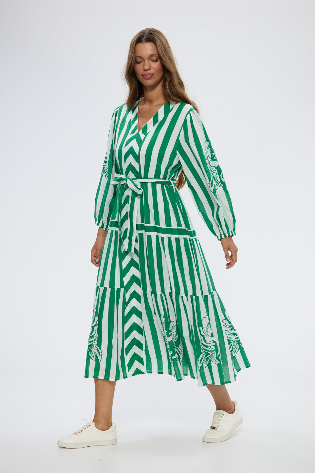 Holiday Sea Breeze Green Stripe Dress