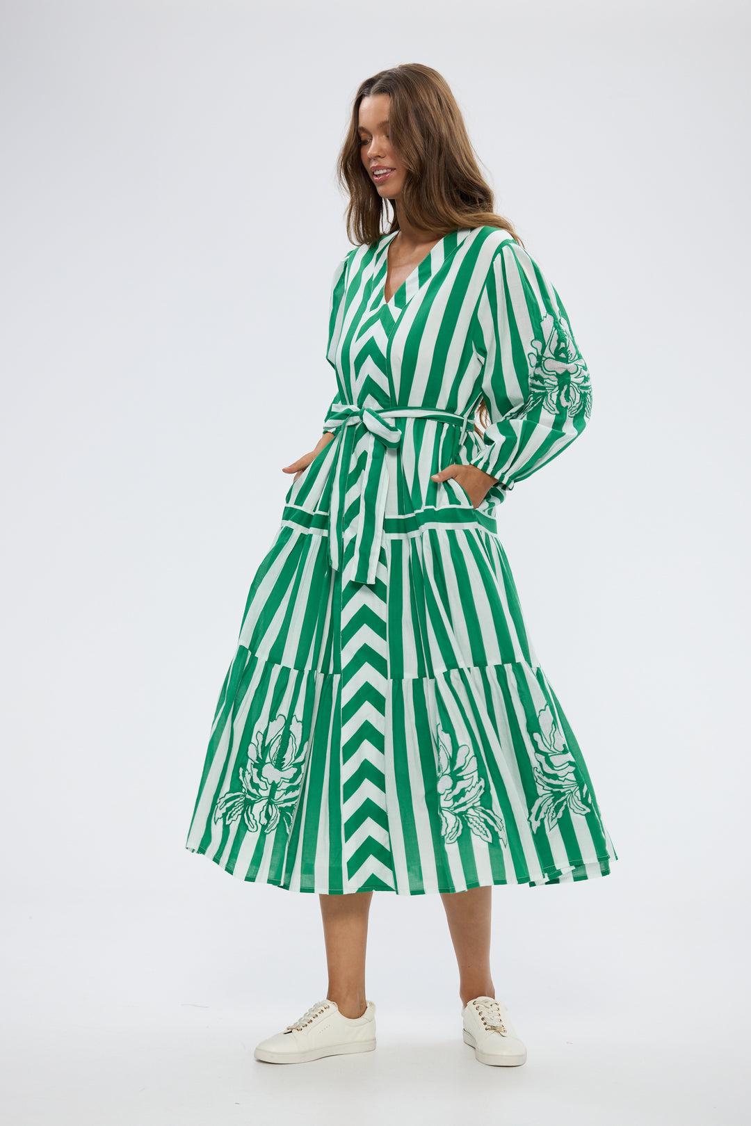 Holiday Sea Breeze Green Stripe Dress