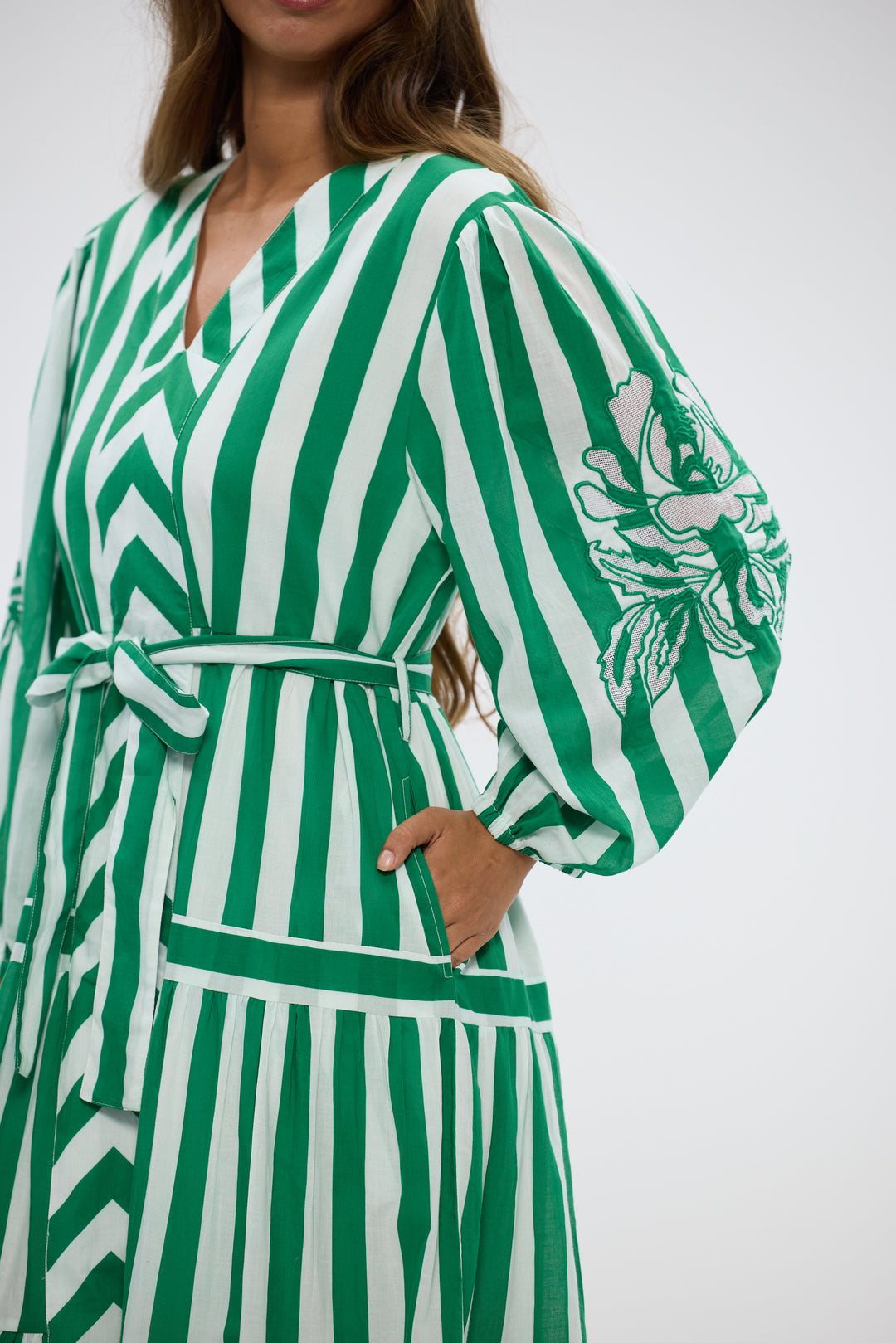 Holiday Sea Breeze Green Stripe Dress