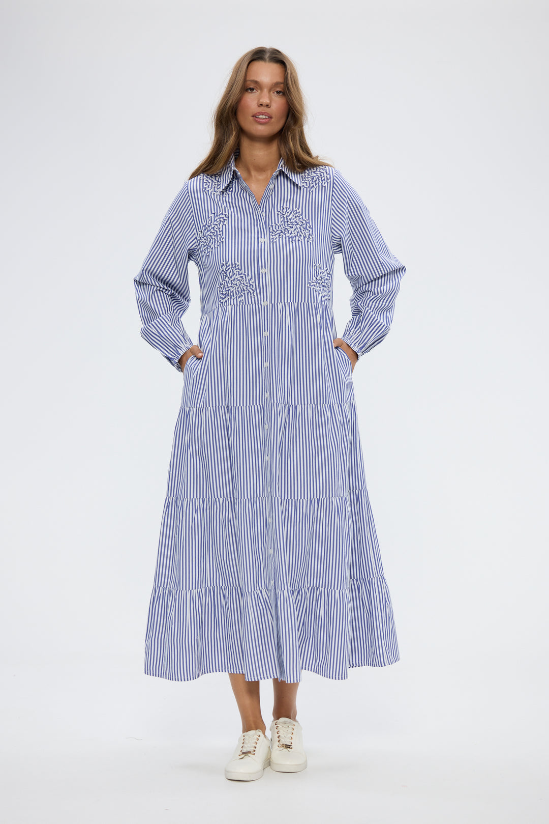 Holiday Blue Stripe Fly Away Dress