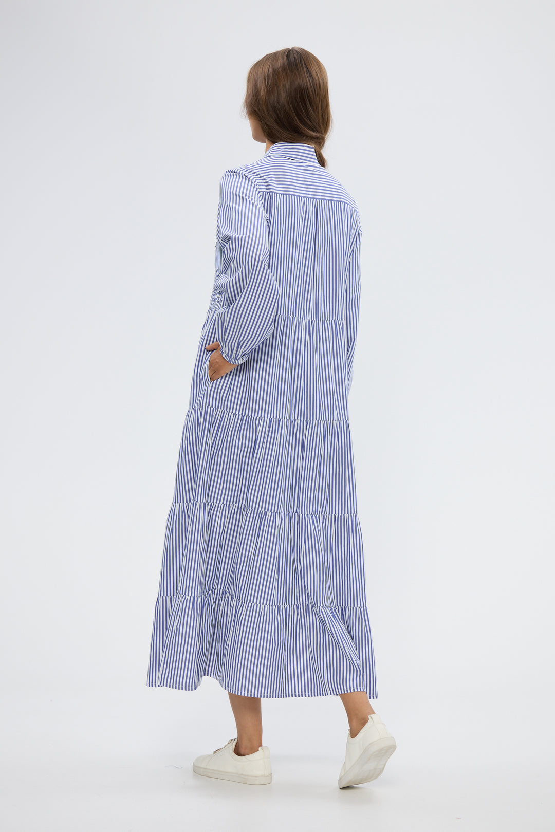 Holiday Blue Stripe Fly Away Dress