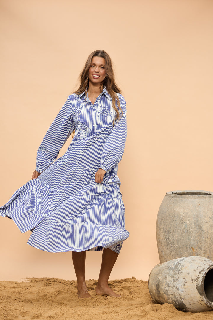 Holiday Blue Stripe Fly Away Dress