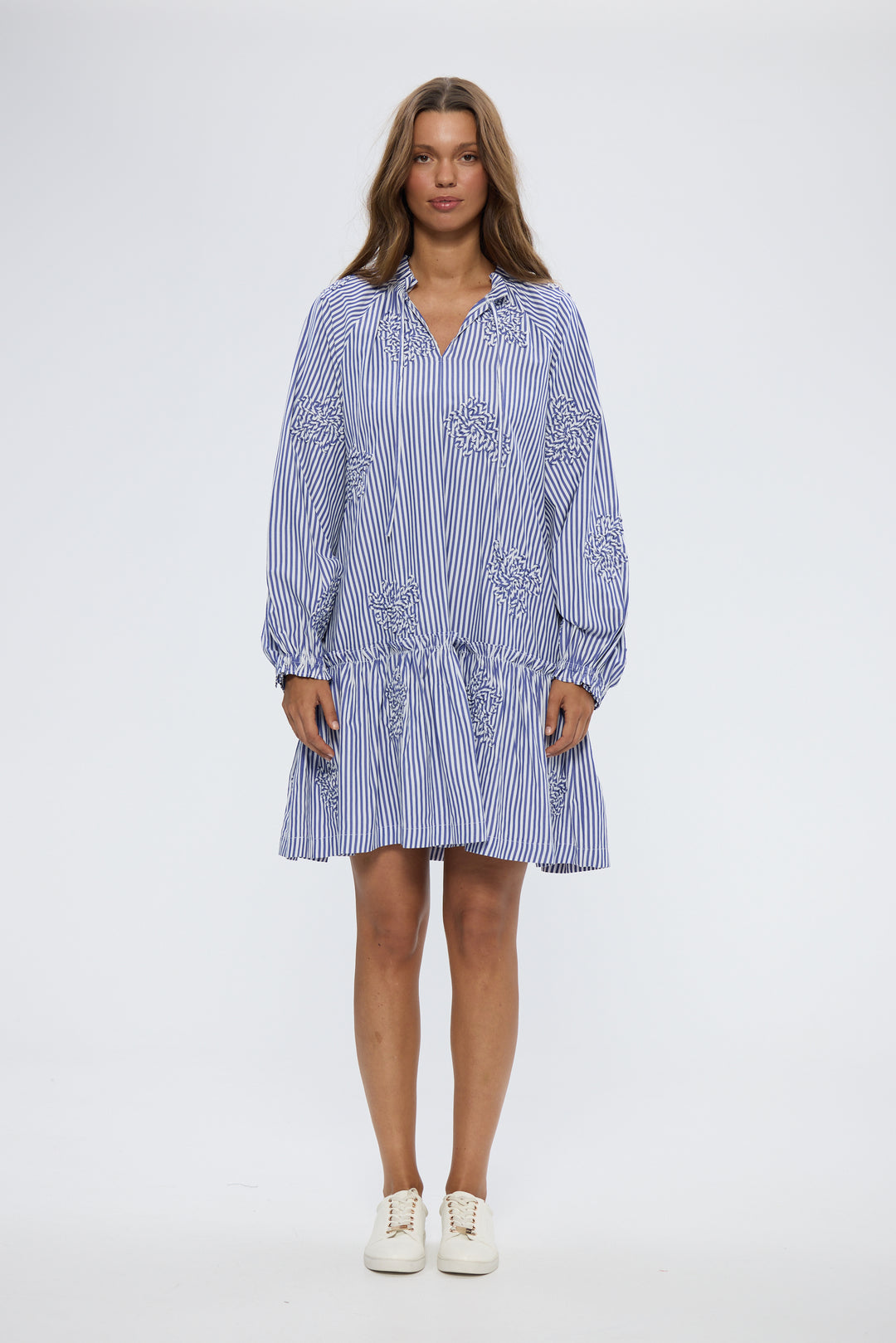 Holiday Blue Stripe Chiara Mini Dress