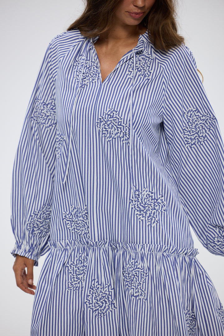 Holiday Blue Stripe Chiara Mini Dress