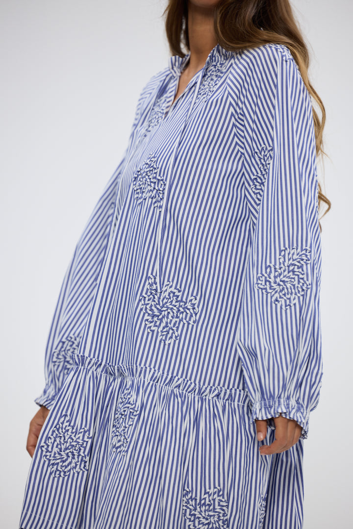 Holiday Blue Stripe Chiara Mini Dress