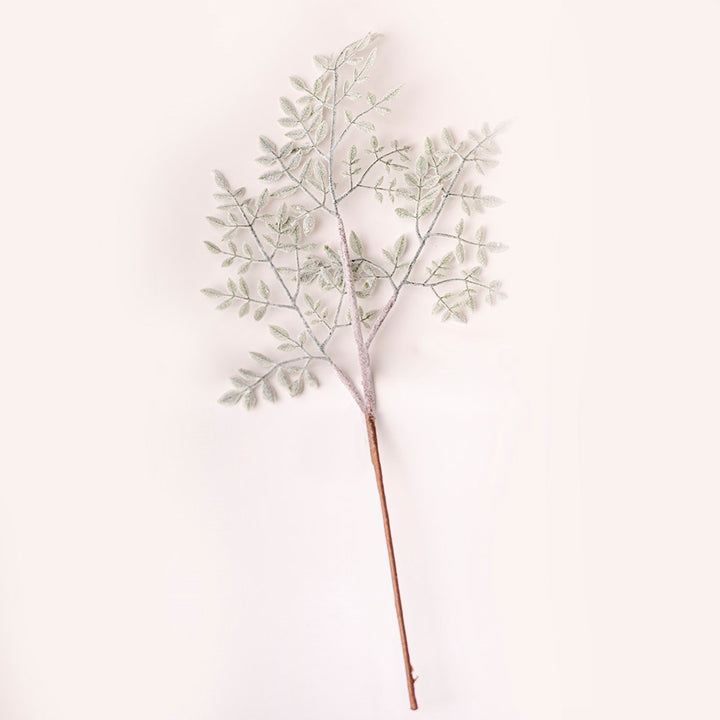 White Flocked Leaf Christmas Pick - 62 cm