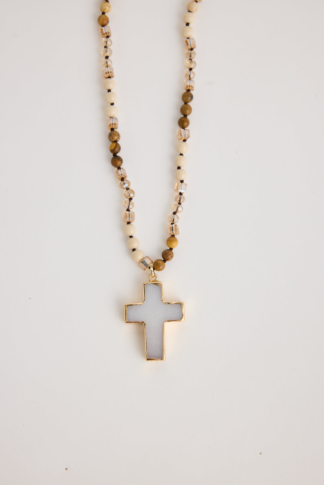 White Cross Peron Necklace