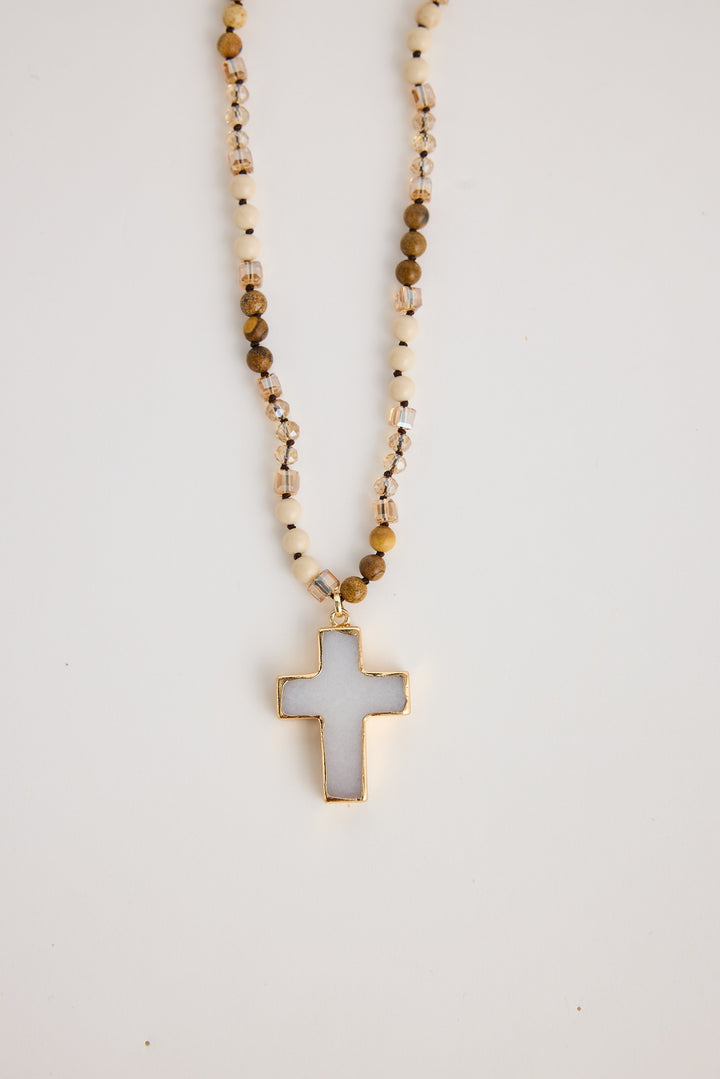White Cross Peron Necklace