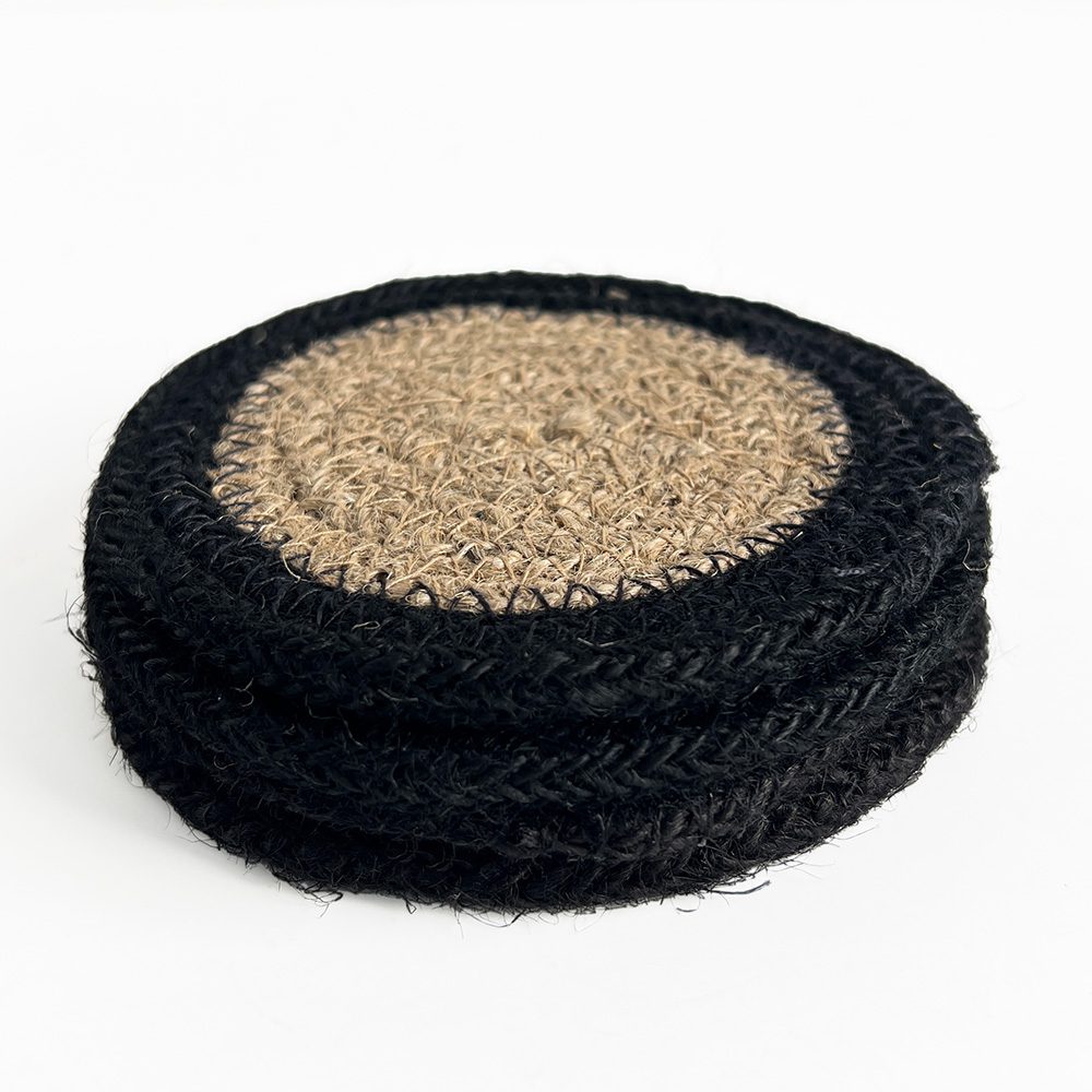 BLACK NATURAL SEAGRASS COASTERS