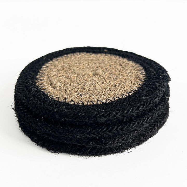 BLACK NATURAL SEAGRASS COASTERS