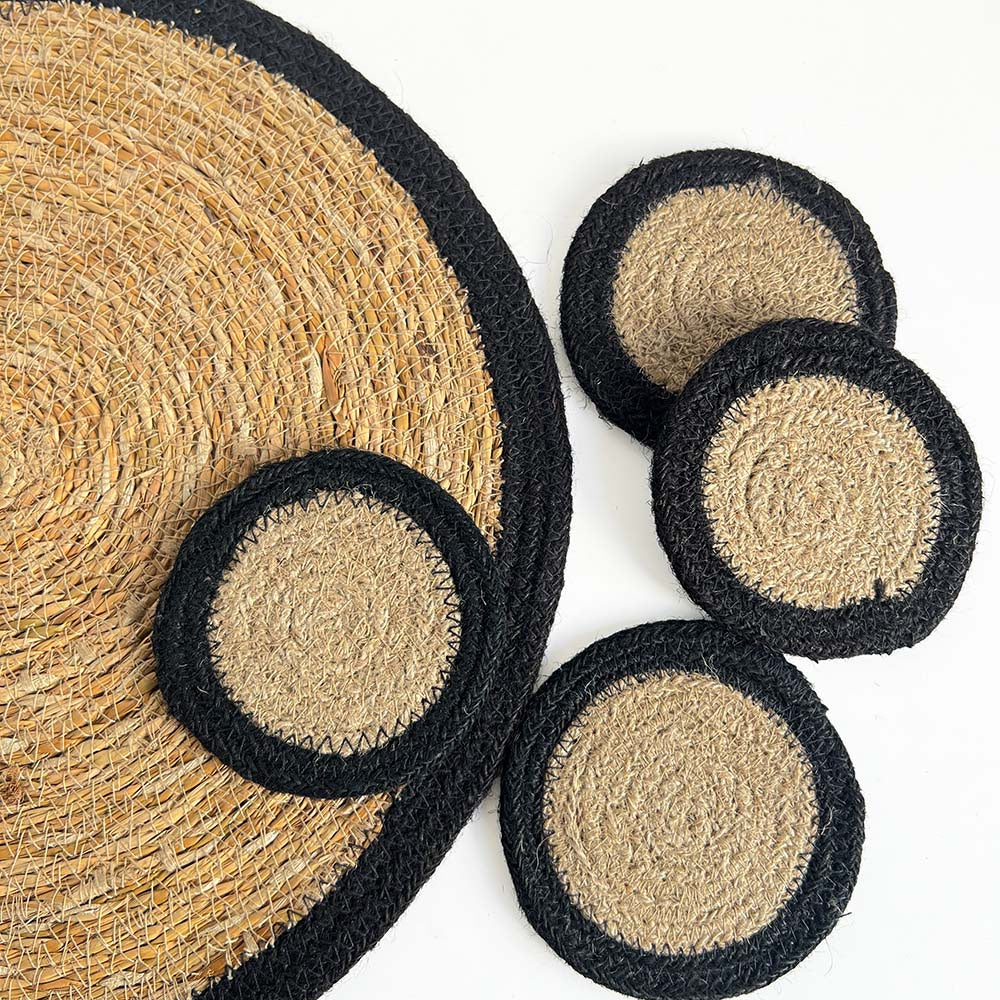 BLACK NATURAL SEAGRASS COASTERS – RAPT ONLINE
