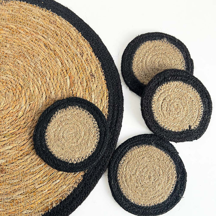 BLACK NATURAL SEAGRASS COASTERS