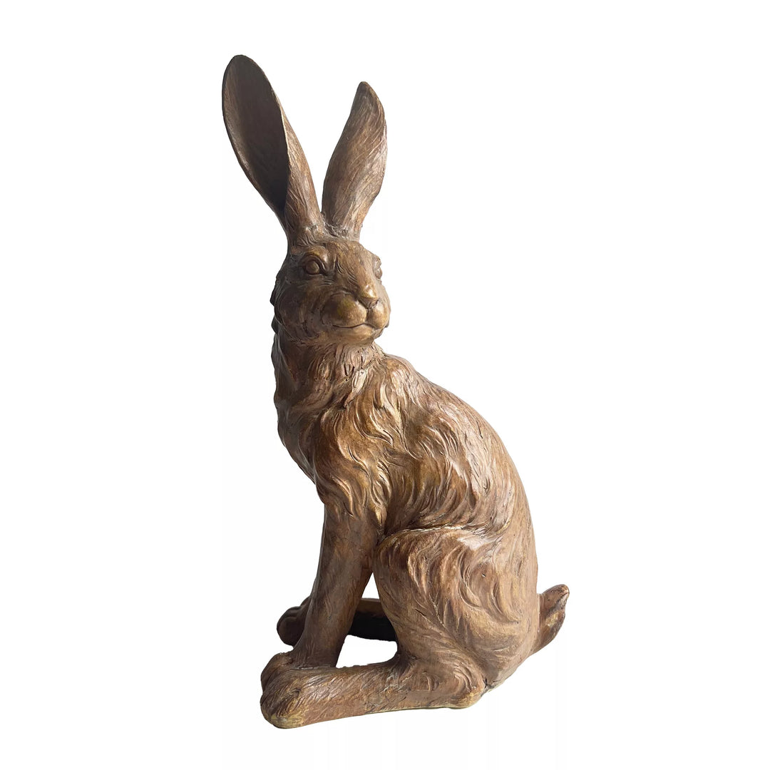 Junior Walnut Sitting Hare Decor