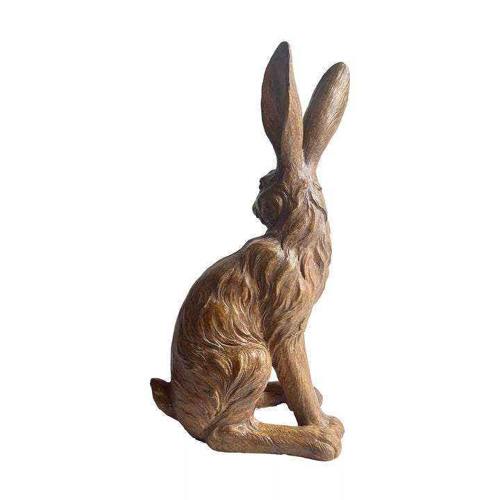 Junior Walnut Sitting Hare Decor