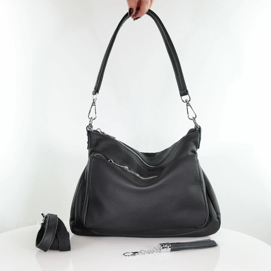 Minx Black Harper Leather Handbag