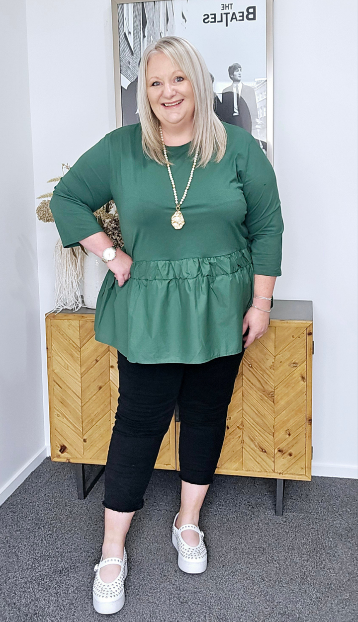 GREEN DROP WAIST TOP