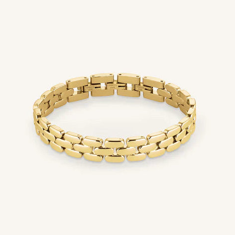 Gold bracelet on a white background