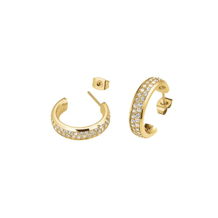 CRYSTAL GOLD HOOP EARRING