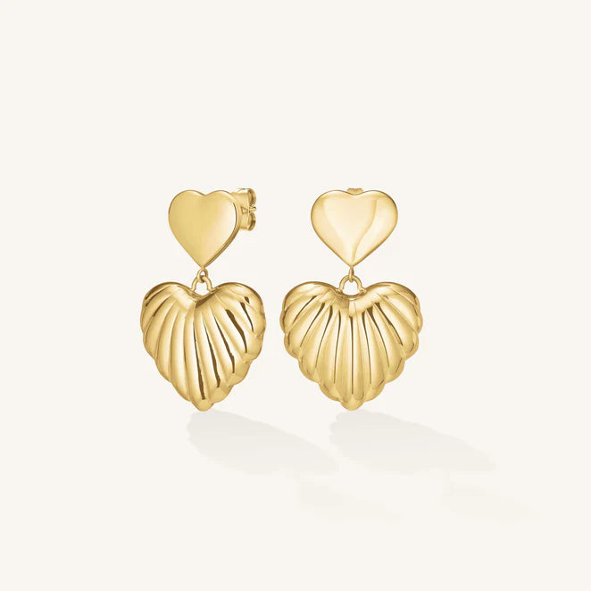 Rosefield Double Heart Gold Earrings