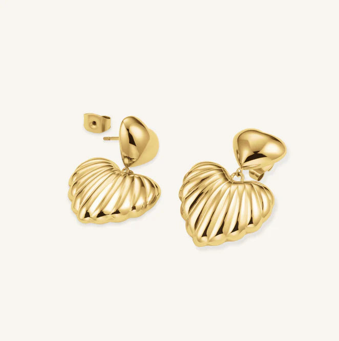 Rosefield Double Heart Gold Earrings