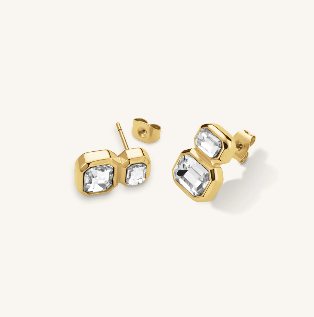 GOLD OCTAGON STUD EARRINGS