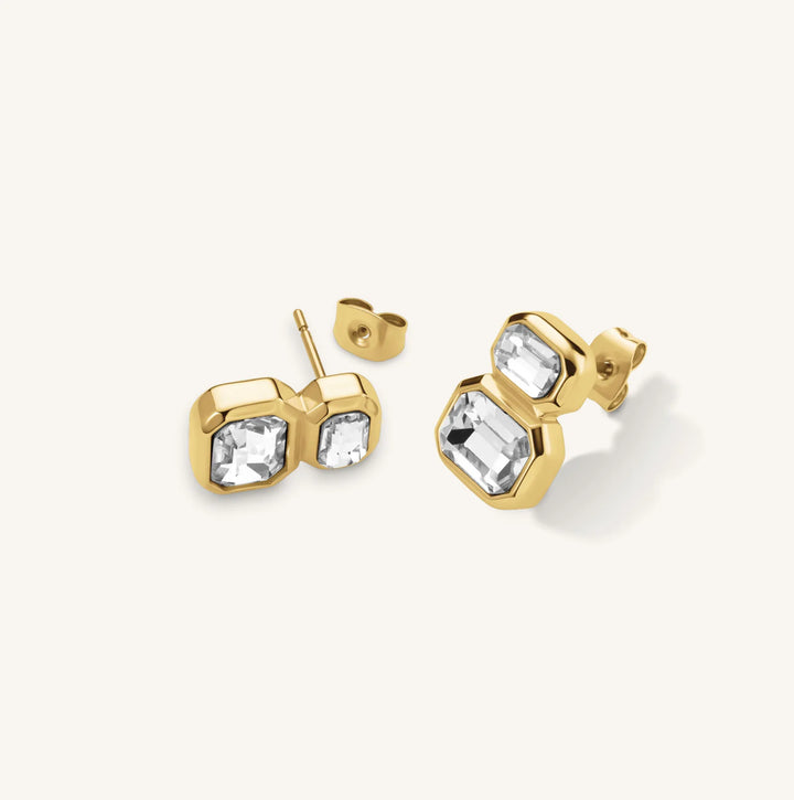GOLD OCTAGON STUD EARRINGS