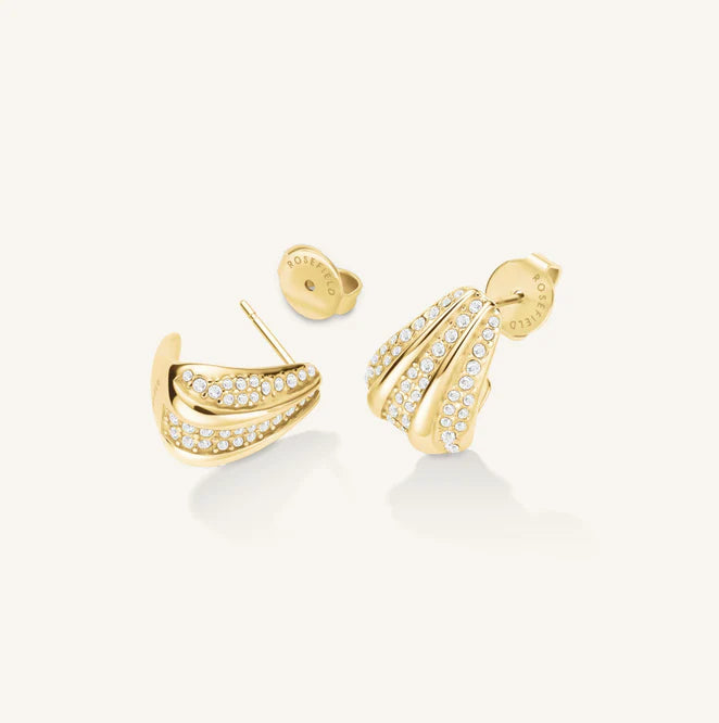Pave Striped Studs Gold