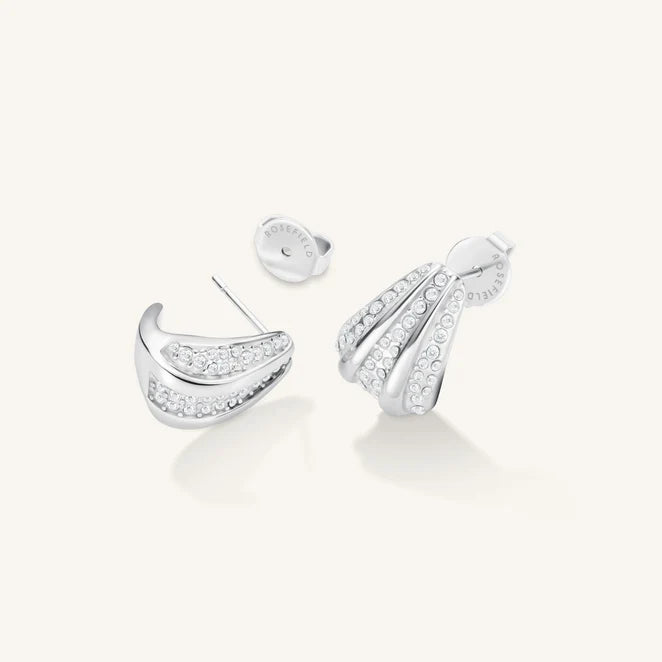 Pave Striped Studs Silver