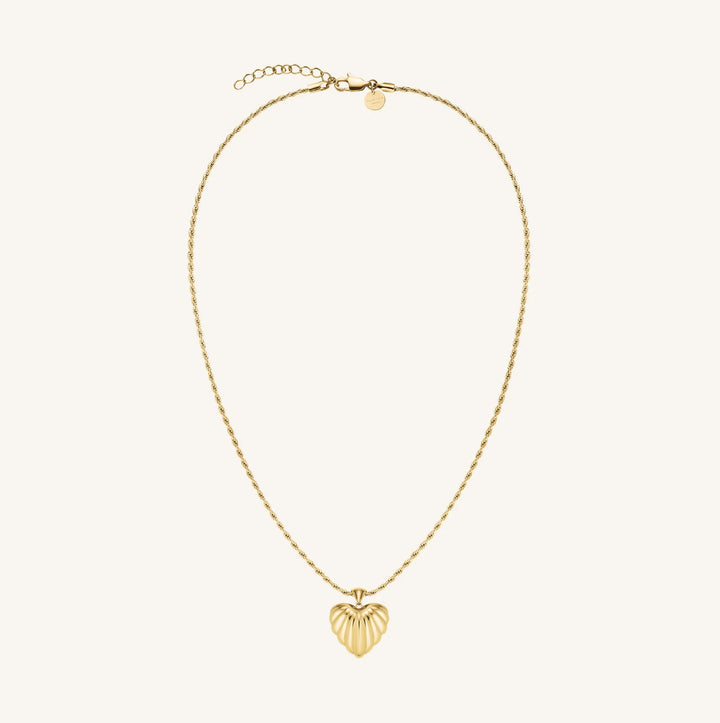 RIDGED GOLD HEART PENDANT