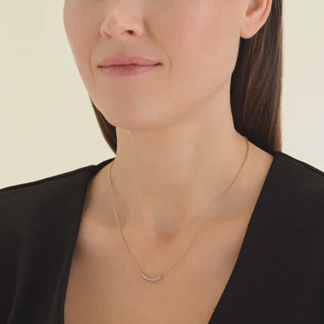 PINK 5 ROW STONE NECKLACE