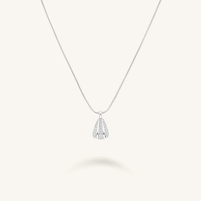 Pave Stripe Silver Necklace