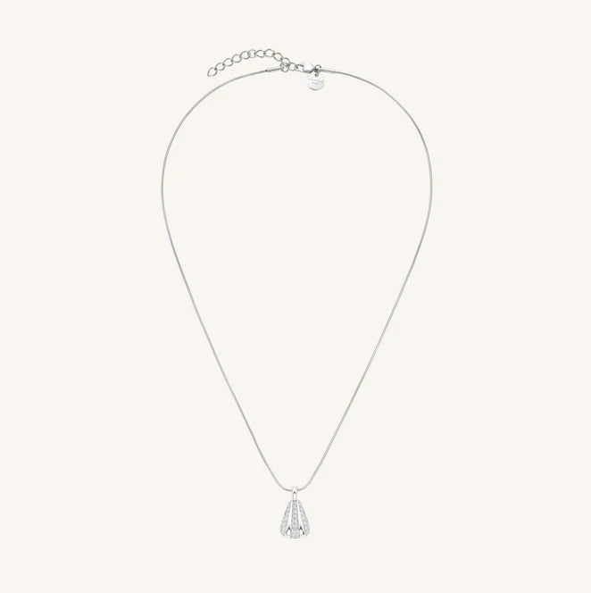 Pave Stripe Silver Necklace