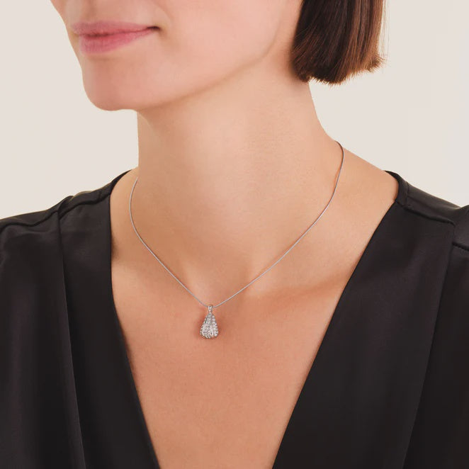 Pave Stripe Silver Necklace