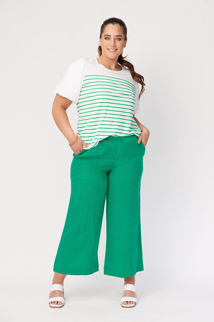 50% OFF | GREEN STRIPE LILLY TEE