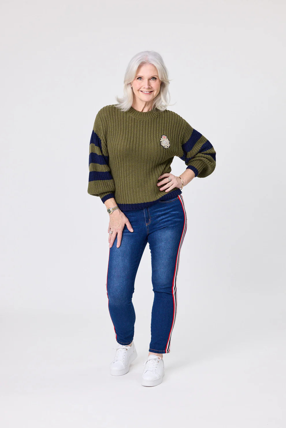 Lemon Tree Aliza Knit Khaki & Navy