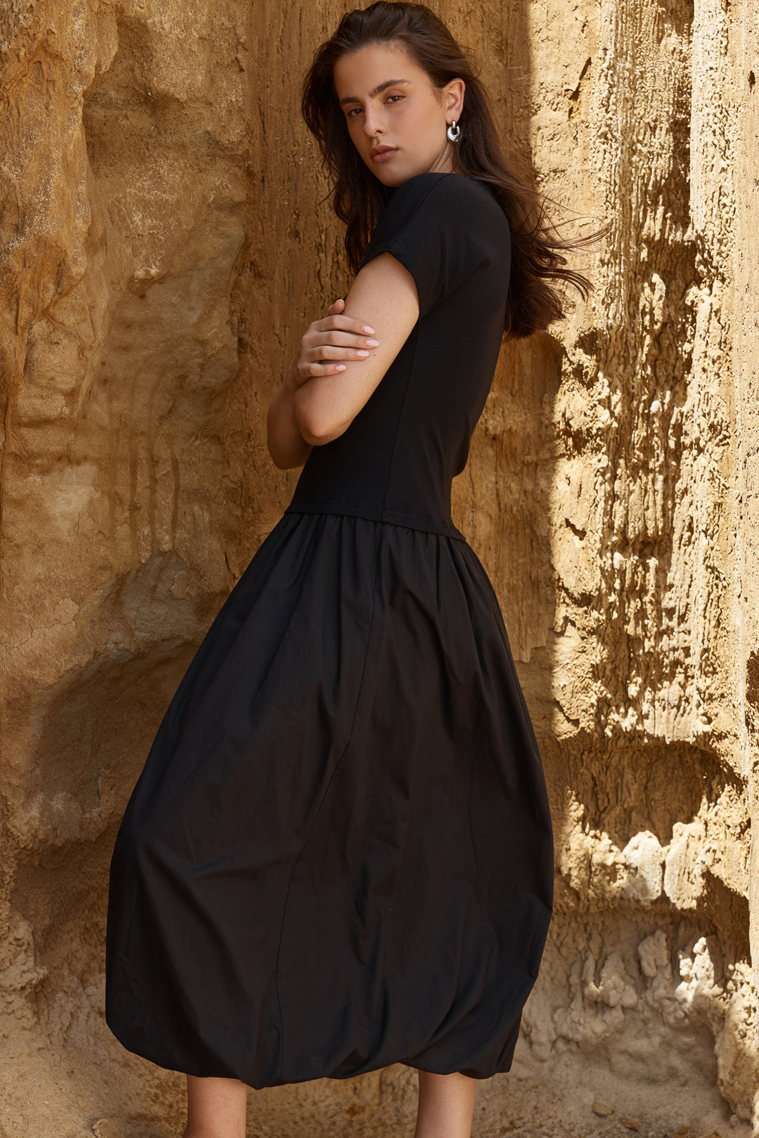 Sass Black Bubble Hem Lilani Dress