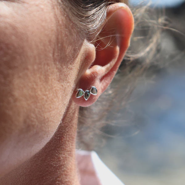 STERLING SILVER PETAL STUD EARRINGS