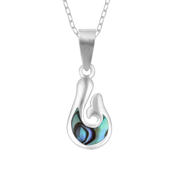 STERLING SILVER PAUA & HOOK NECKLACE