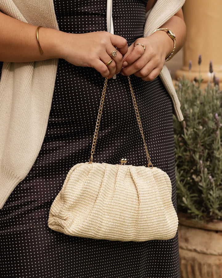 Louenhide Goldie Raffia Clutch Bag
