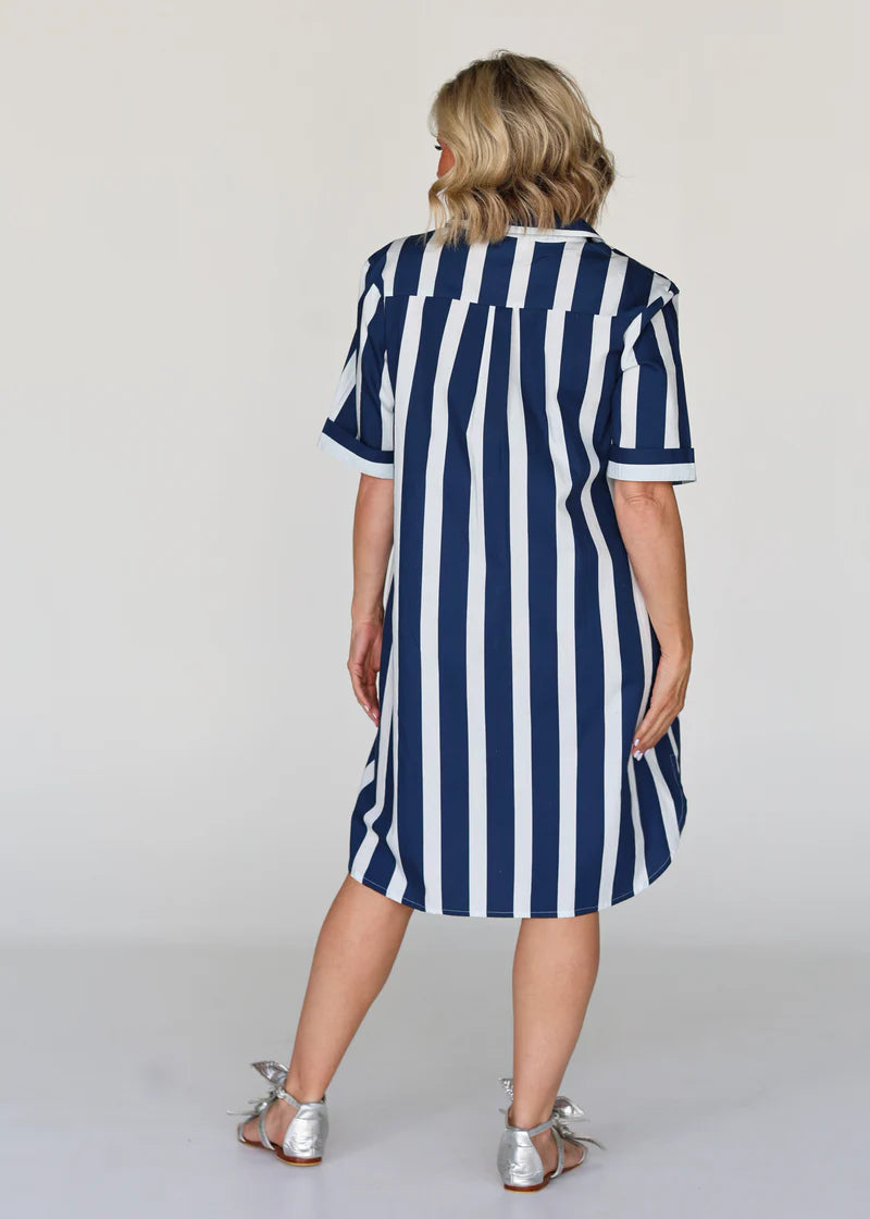 Liv & Milly Navy Stripe Heart Maddie Dress